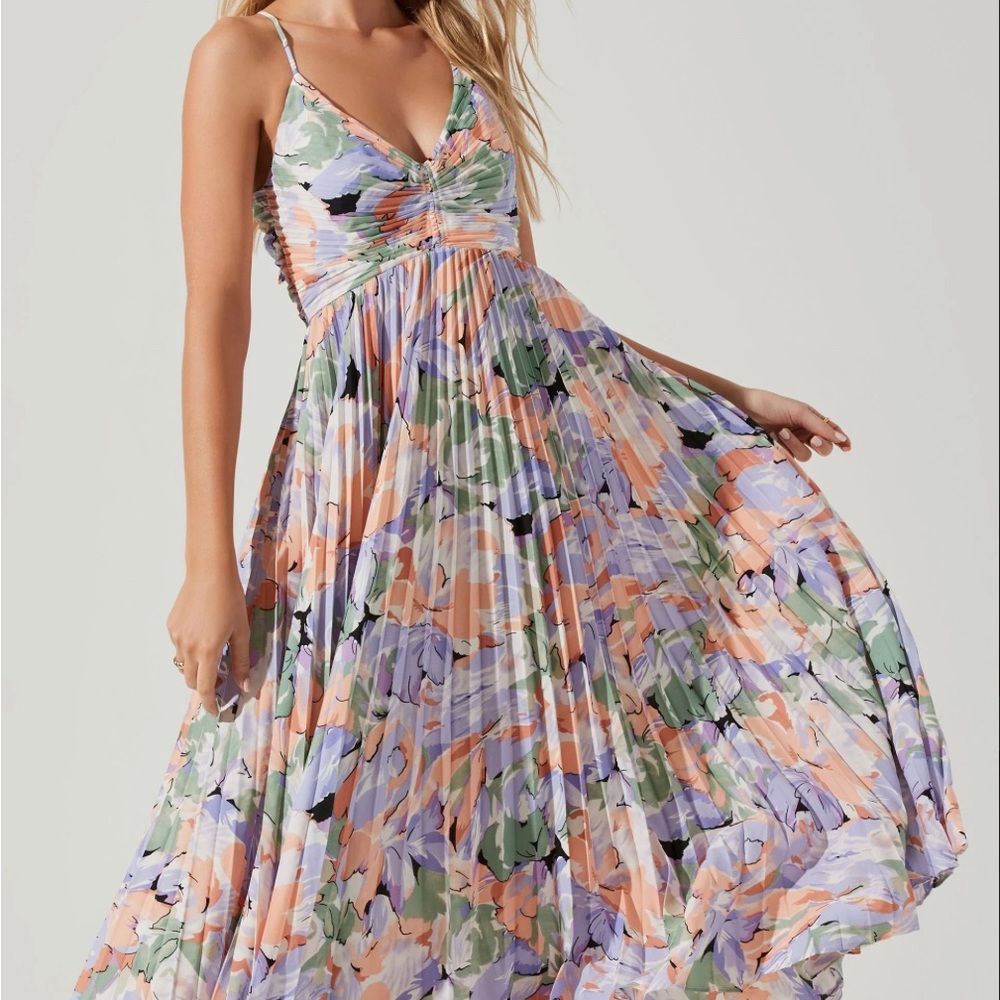 Blythe Floral Plisse Midi Dress